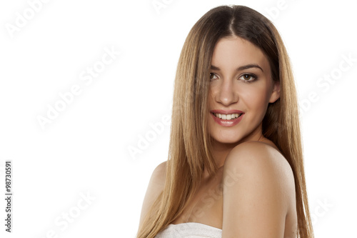 portrait of postive young beautiful woman
