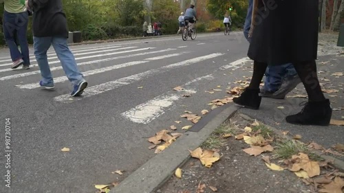 Wallpaper Mural Pedestrians wait, then cross the street in Central Park Torontodigital.ca