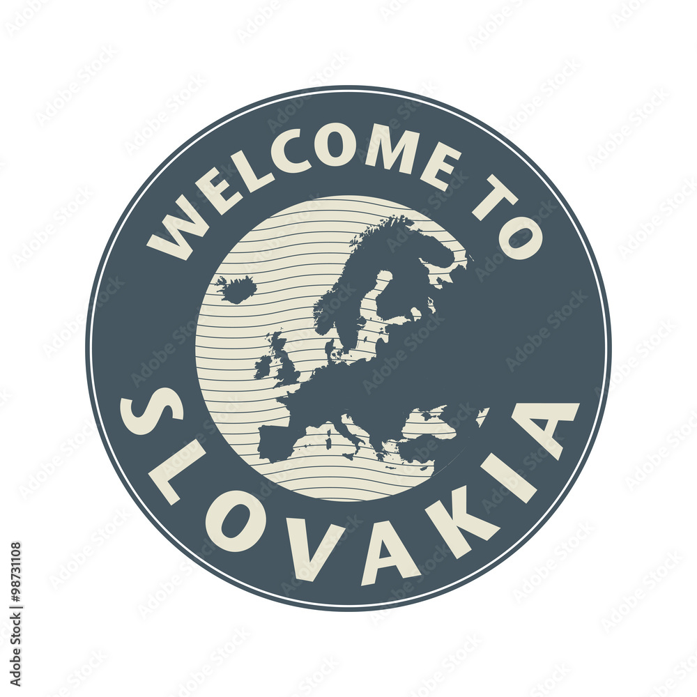 Emblem or stamp with text Welcome to Slovakia
