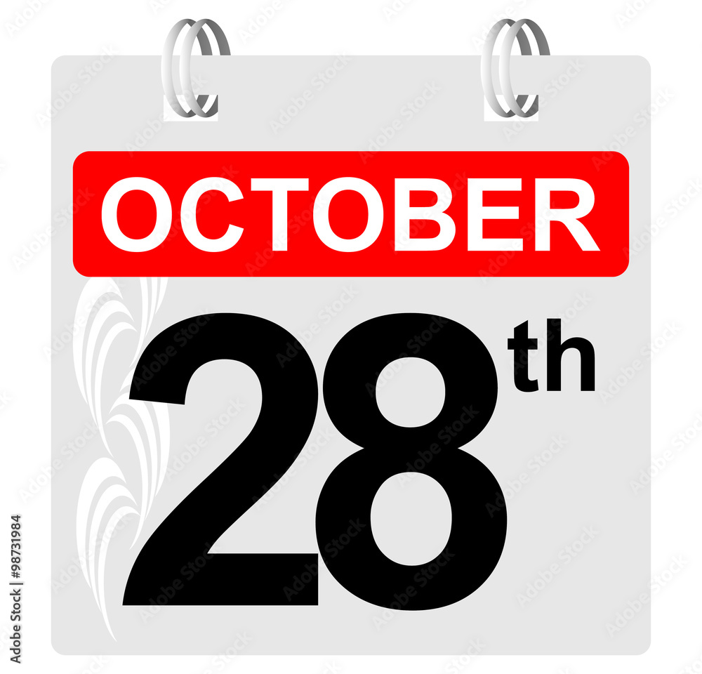 28th october calendar with ornament 28th october calendar with ornament