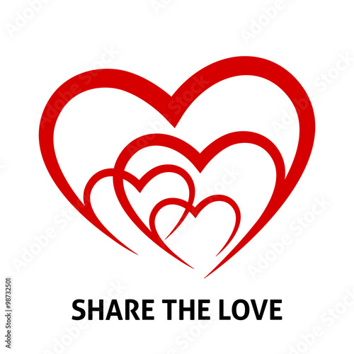 Share the love concept design with red hearts icon. Vector illustration.