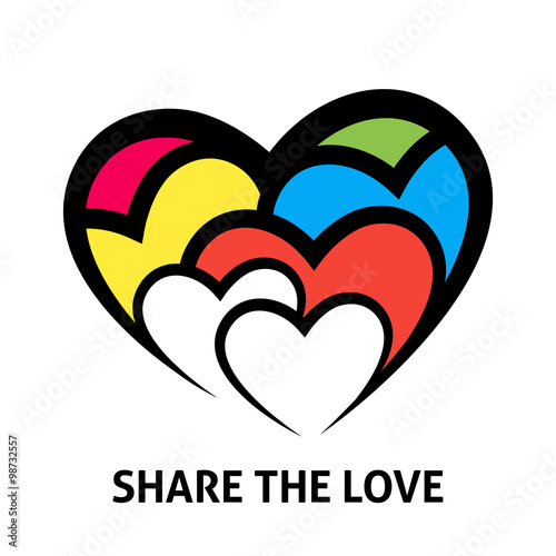 Share the love concept design with colorful hearts icon. Vector illustration.