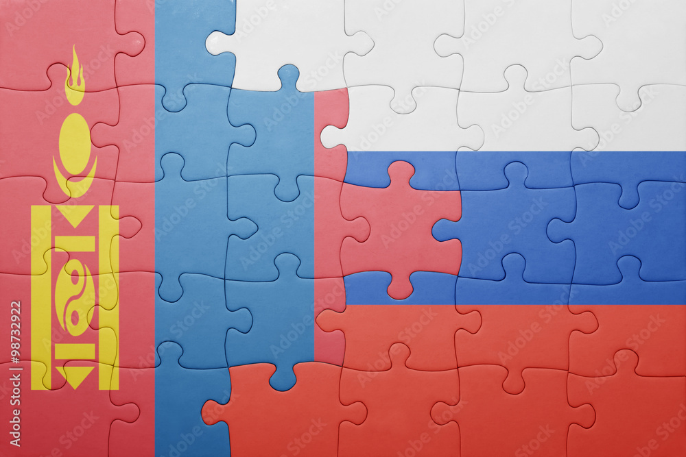 puzzle with the national flag of mongolia and russia puzzle with the national flag of mongolia and russia
