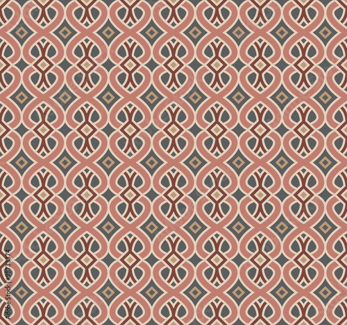 Seamless background image of vintage pink curve cross line kaleidoscope pattern. 