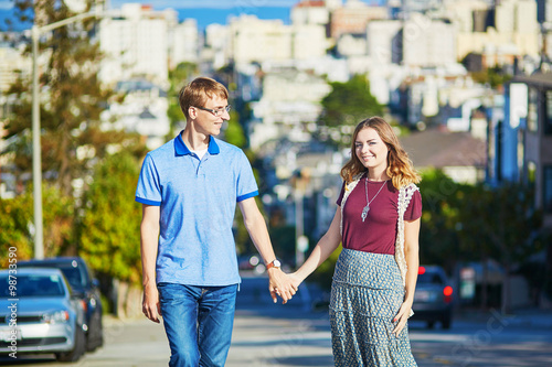 Romantic loving couple having a date in San Francisco