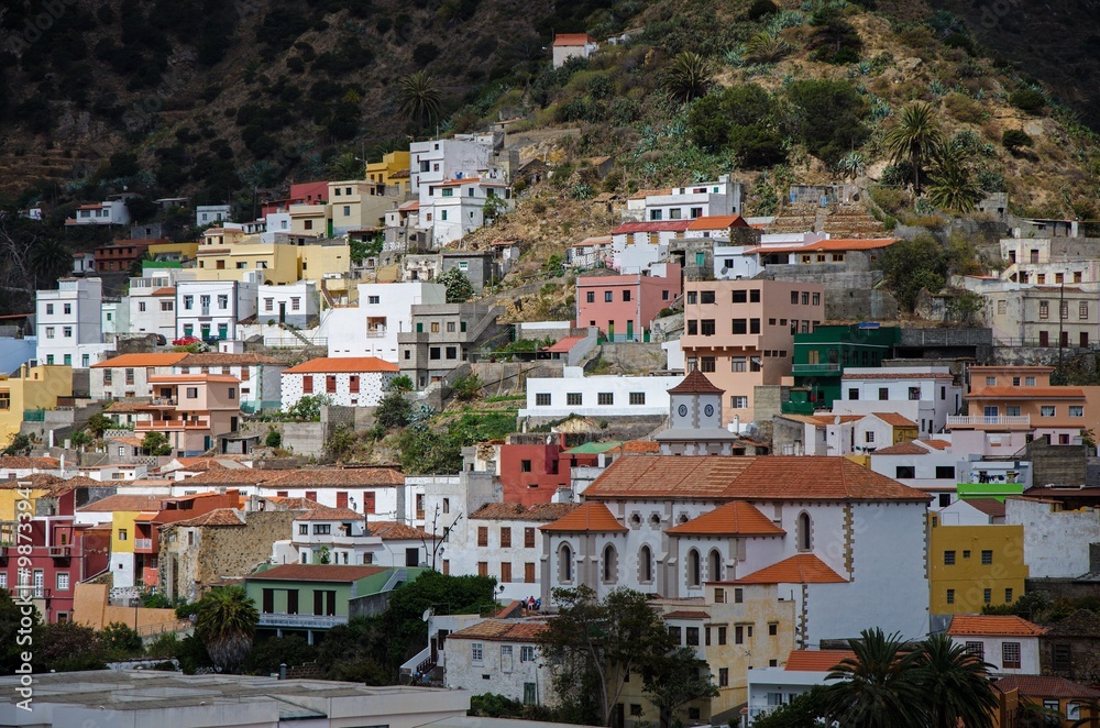 Canarian village on the slope of a hill