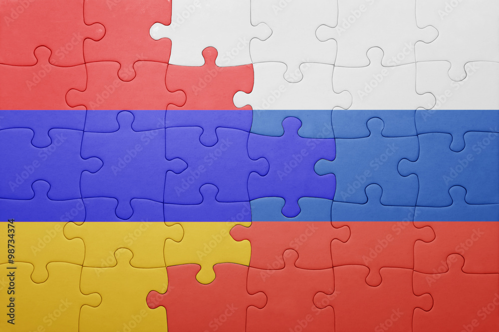 puzzle with the national flag of armenia and russia puzzle with the national flag of armenia and russia