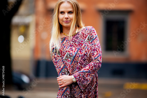 Beautiful sexy blonde female model, looking into the camera