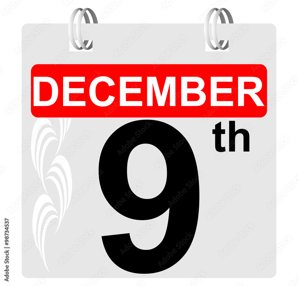 9th december calendar with ornament 9th december calendar with ornament