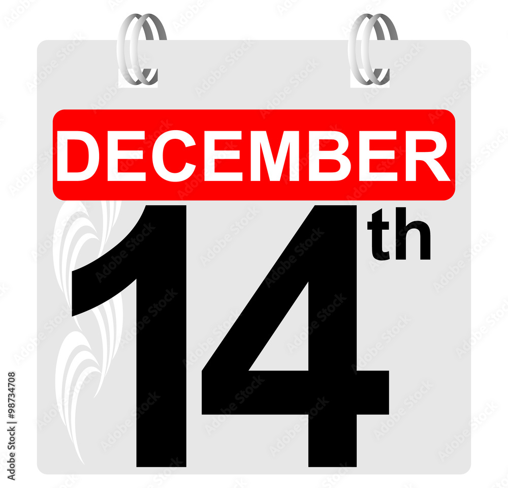 14th december calendar with ornament Stock Vector | Adobe Stock
