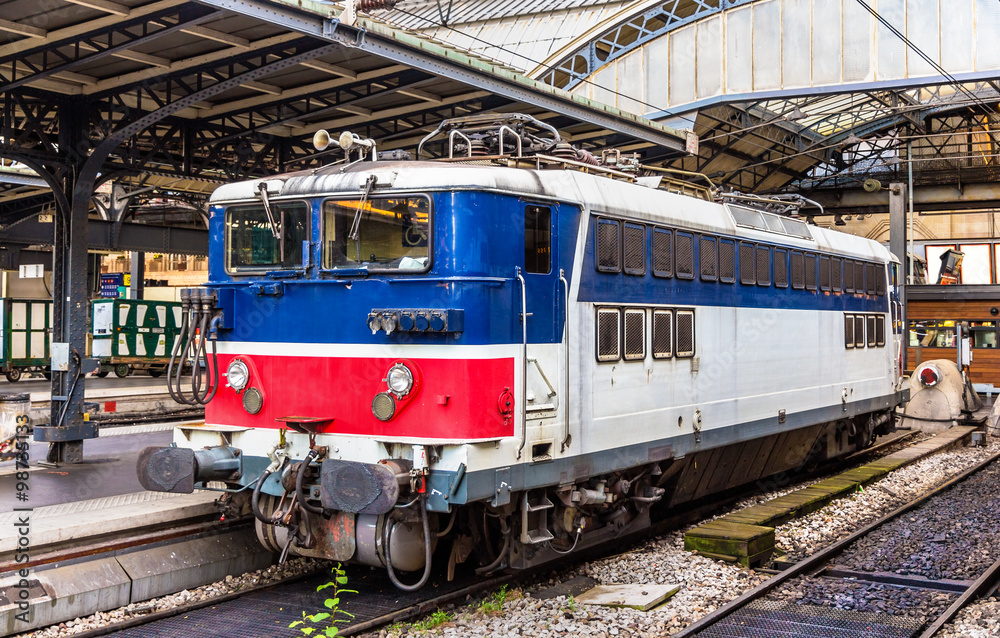 Old French electric locomotive at Paris-Est station