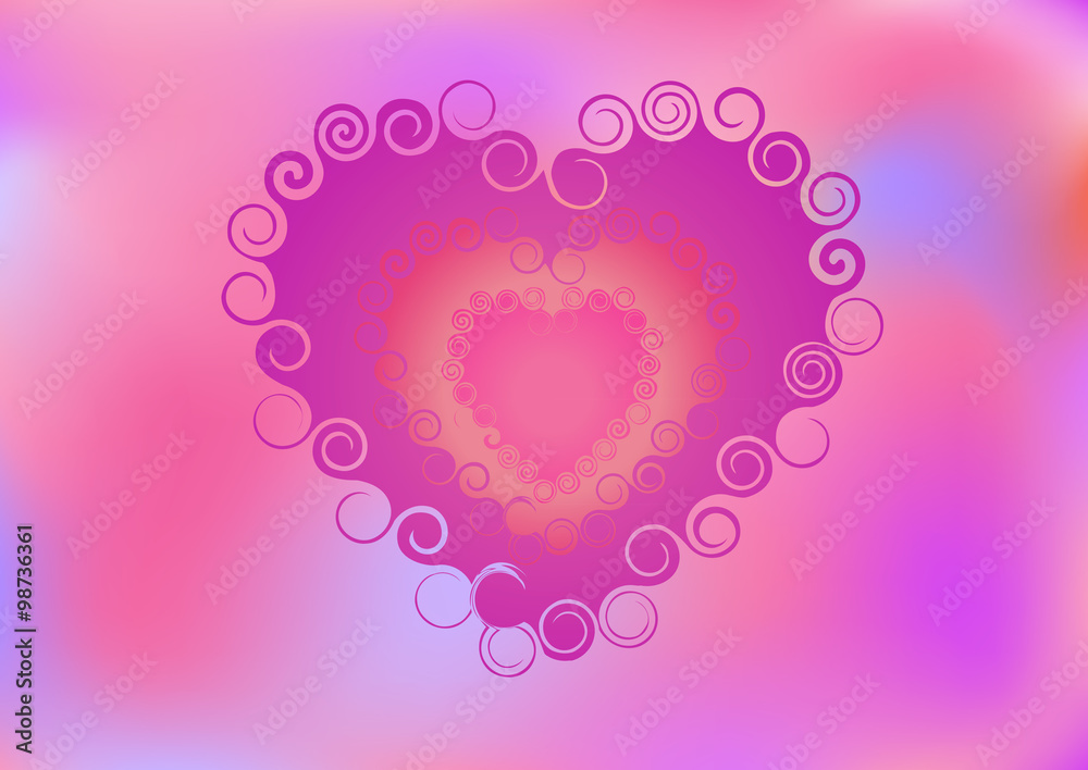 Abstract vector heart with curlicues. Element for design.