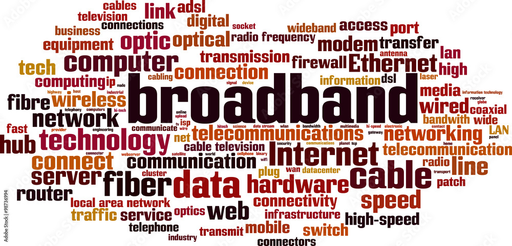 Broadband word cloud concept. Vector illustration