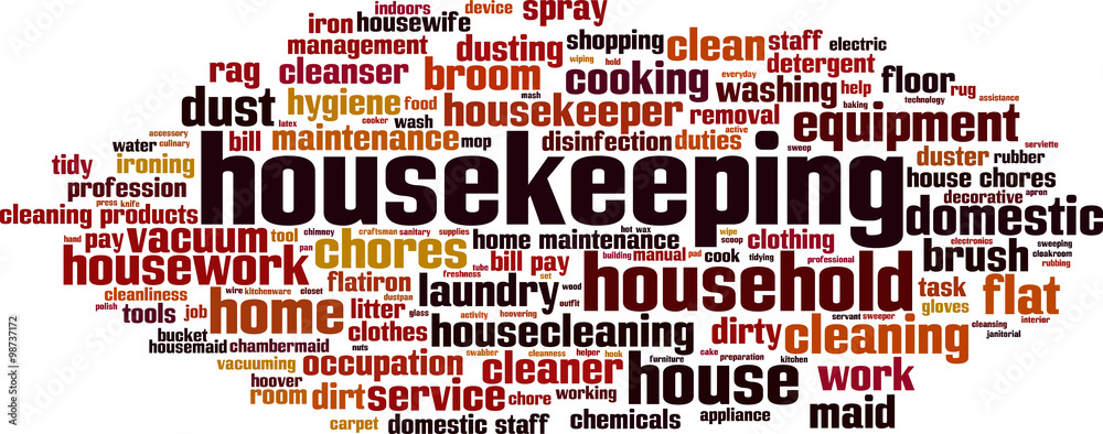 Housekeeping word cloud concept. Vector illustration