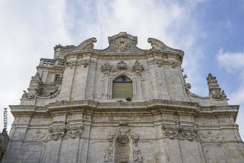 OSTUNI, ITALY - NOVEMBER 14, 2015: The church of San Vito in Ostuni where is in the south of Italy. It is the best Rococo example of the Puglia region.