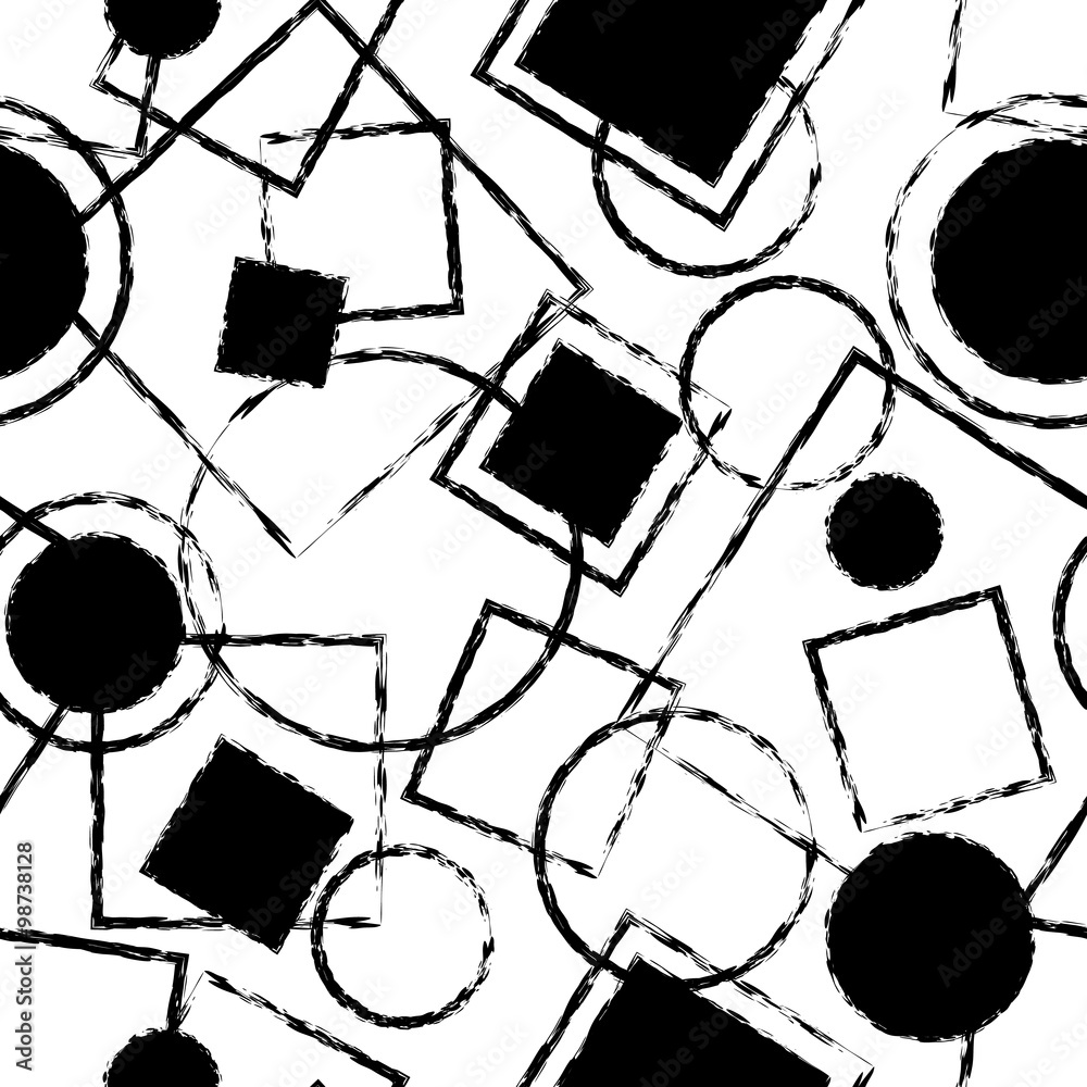 Black and white seamless pattern with geometric shapes Black and white seamless pattern with geometric shapes