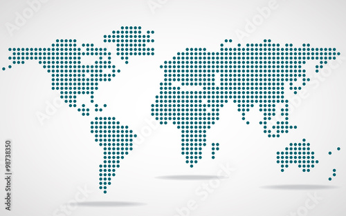 Fototapeta Naklejka Na Ścianę i Meble -  Abstract world map of round dots. Vector illustration. Eps 10