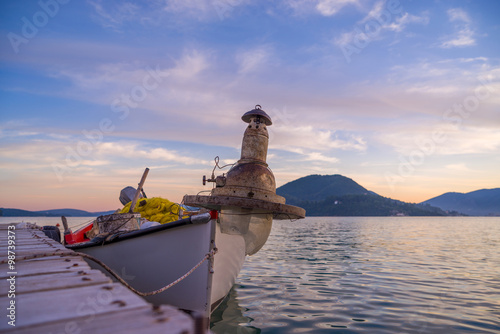 Wooden pier in Nidri island photo