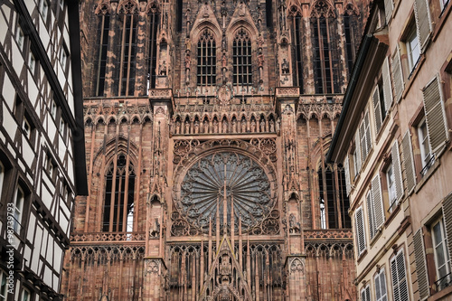 Lower part of the Strasbourg Cathedral of Our Lady, Alsace; Fran