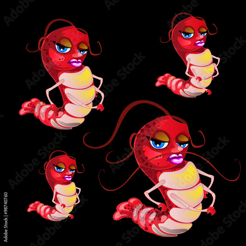 Shrimps in the female character with blue eyes and lips-bows