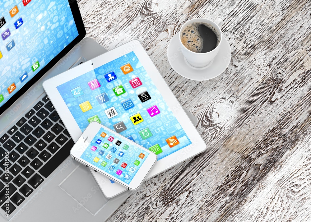 Laptop, phone and tablet pc. Laptop, phone and tablet pc.