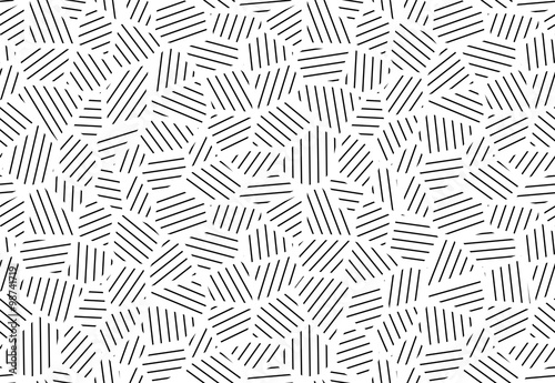 Seamless pattern with striped polygons, abstract geometric repeating background with lines - vector illustration