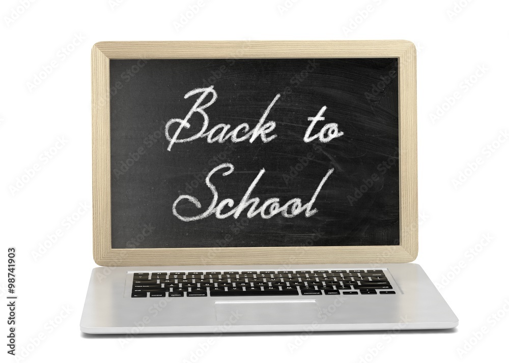 Laptop with chalkboard, back to school, education concept Laptop with chalkboard, back to school, education concept