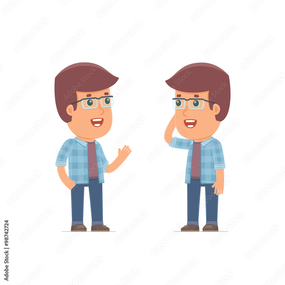 Calm Character Freelancer tells news to his friend Calm Character Freelancer tells news to his friend