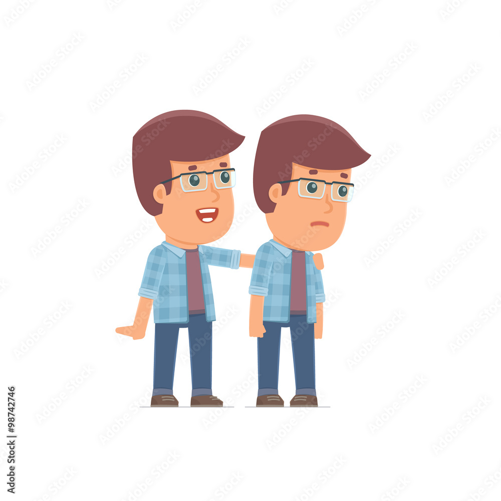 Good Character Freelancer cares and helps to his friend in diffi