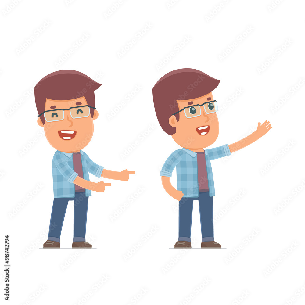 Happy and Cheerful Character Freelancer making presentation usin Happy and Cheerful Character Freelancer making presentation usin