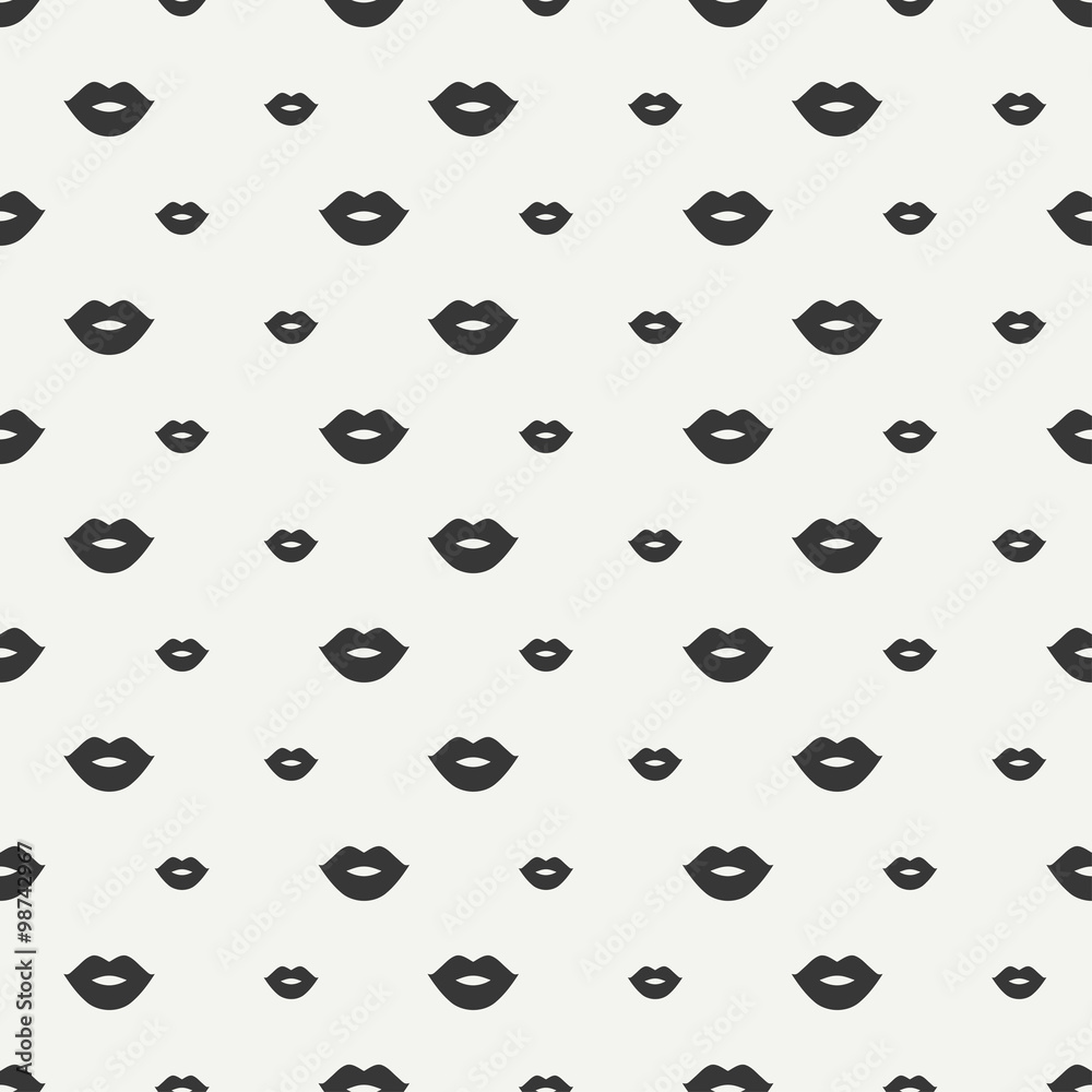 Romantic hipster lips kiss seamless pattern. Wrapping paper. Scrapbook