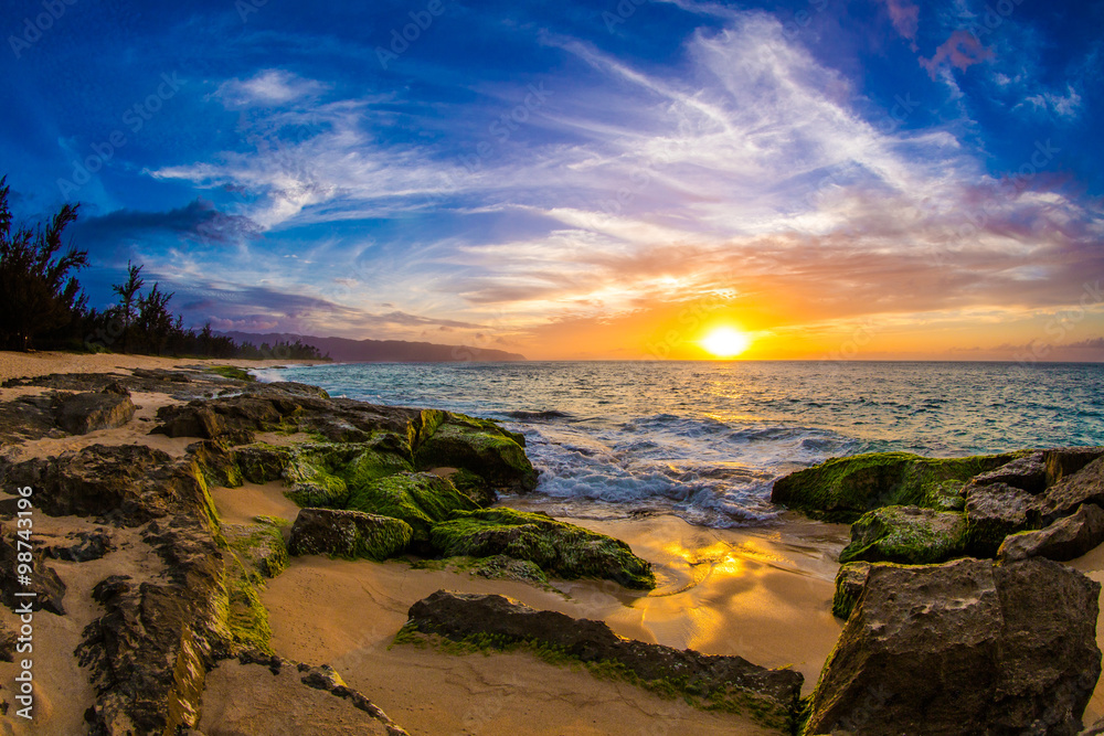Fototapeta Piękny hawajski zachód słońca