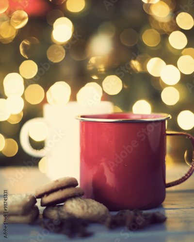 Coffee cup, spices and cookies
