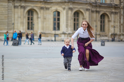 Beautiful young mother and her adorable toddler son in Paris © Ekaterina Pokrovsky