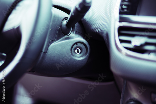 Close up shot of the ignition keyhole in a car © ribalka yuli