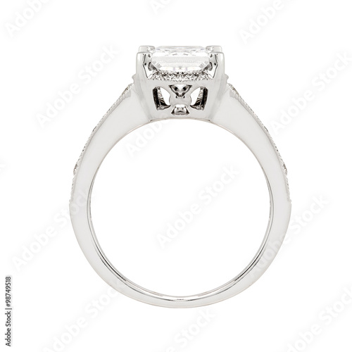 Diamond white gold ring.Isolated on white background