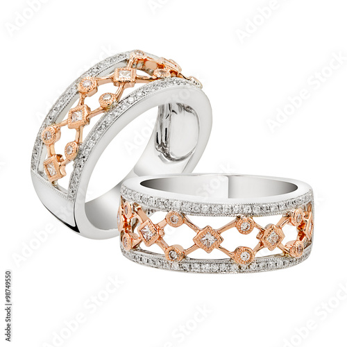 Diamond white gold ring.Isolated on white background