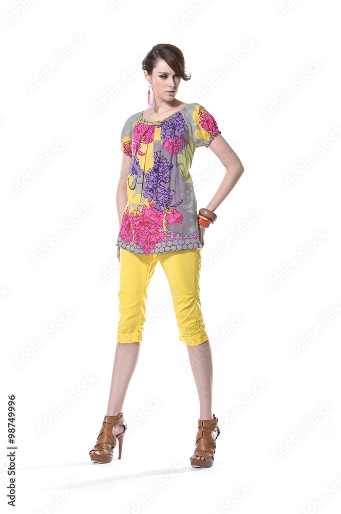 Full body Attractive young fashion model posing in the studio Full body Attractive young fashion model posing in the studio