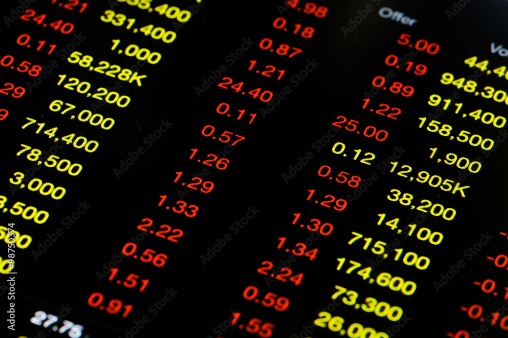 Fototapeta premium Stock market price drastically decreasing on computer screen