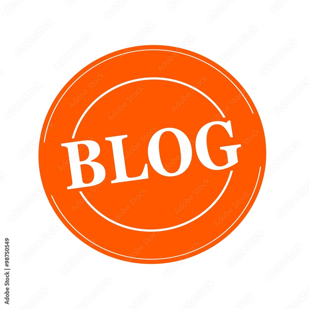 Blog white stamp text on circle on orage background Blog white stamp text on circle on orage background