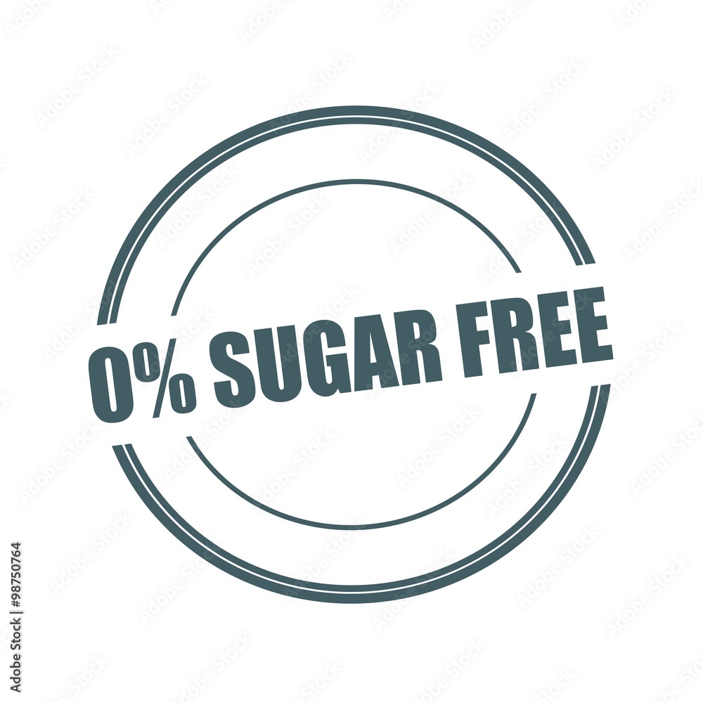 Zero percent sugar free Grey stamp text on circle on white background Zero percent sugar free Grey stamp text on circle on white background