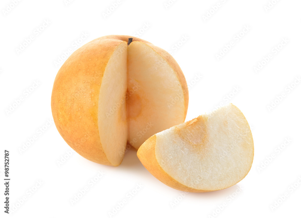 snow pear or Fengsui pear on white background snow pear or Fengsui pear on white background