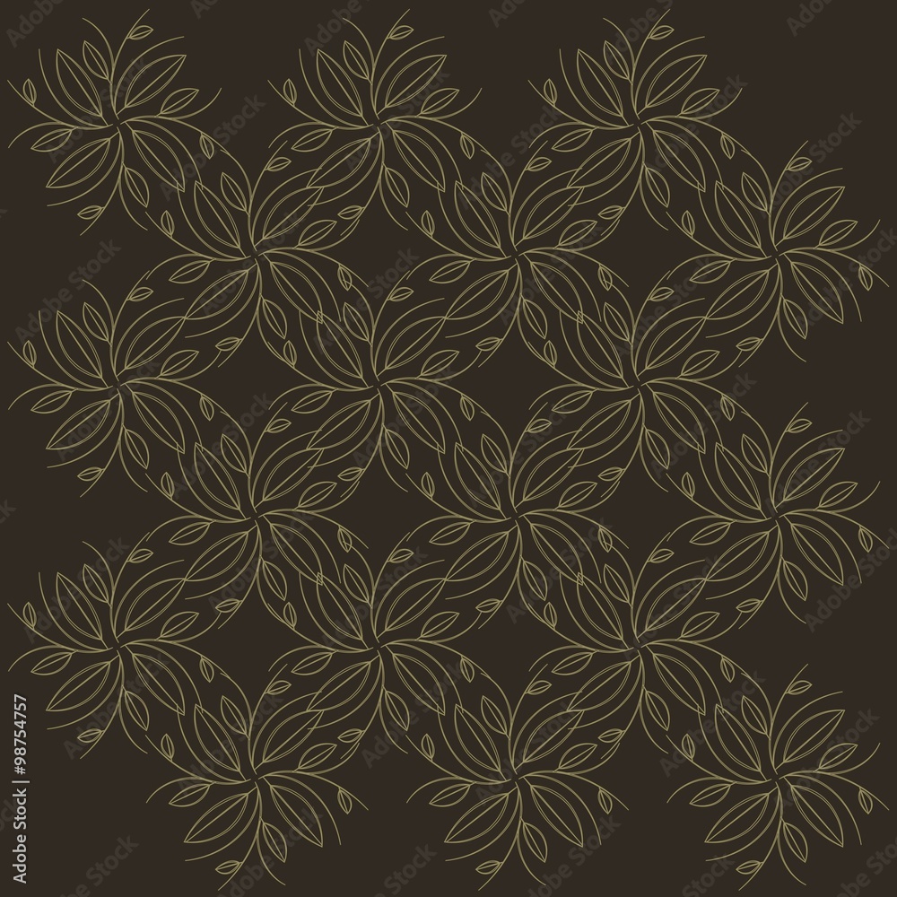 Seamless background, abstract, light yellow, branches and leaves on a black background. Design element, vector Seamless background, abstract, light yellow, branches and leaves on a black background. Design element, vector