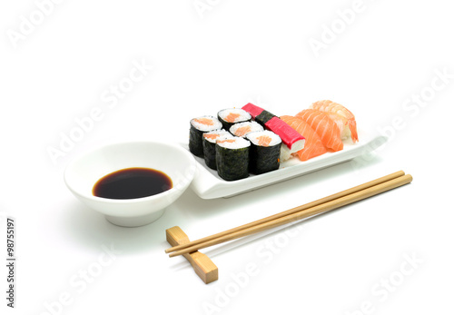 salmon and surimi sushi