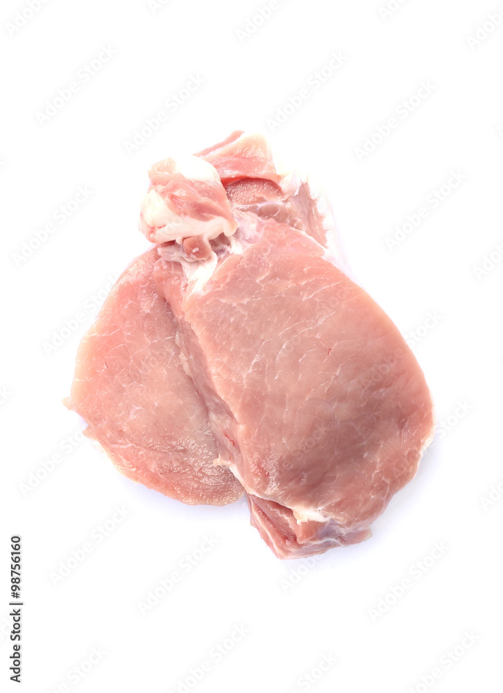 Image of raw meat pork on a white background