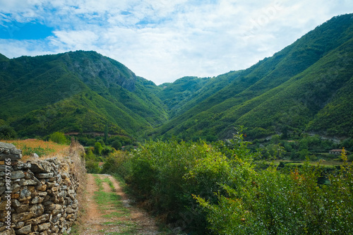 Landscape with the image of mountains in Albania
