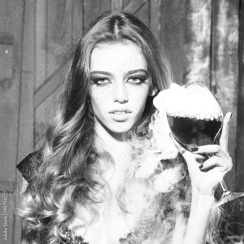 Pretty woman with wine glass