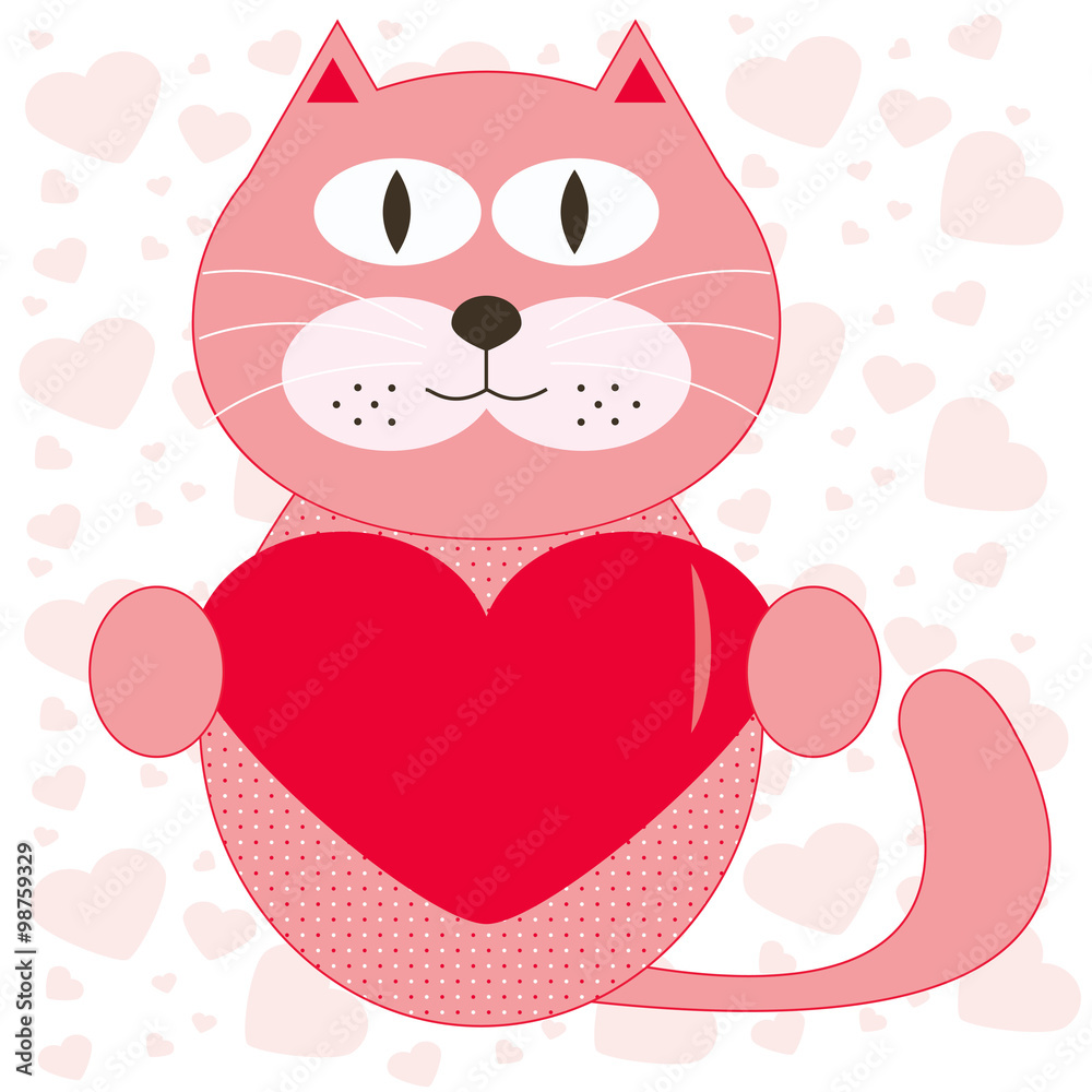 cat with heart in his paws vector cat with heart in his paws vector
