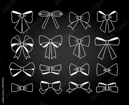 White bows on the blackboard
