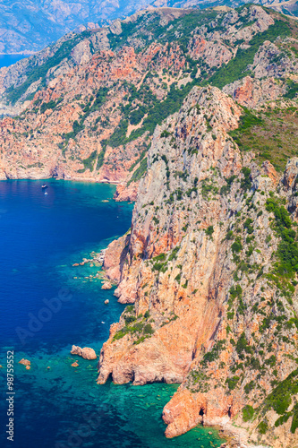 Vertical landscape of Corsica island. Capo Rosso
